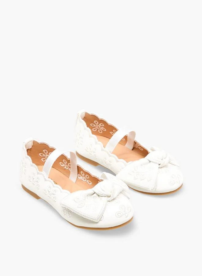 جونيورز Girls Embroidered Bow Detail Ballerina Shoes