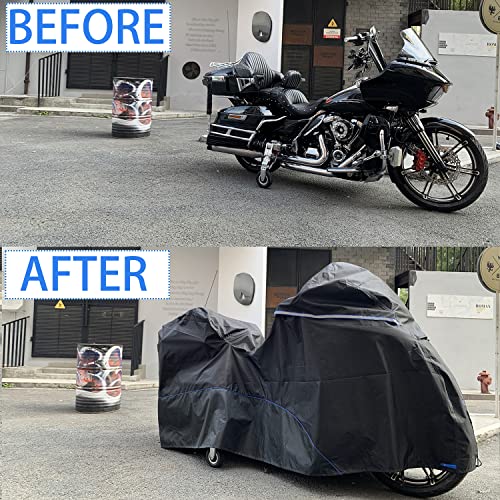 FENRIR 108" Motorcycle Cover Waterproof Outdoor Storage Exhaust Pipe Anti-Scalding Antenna Hole for Harley Davidson Touring Road Glide Ultra Limited Indian Roadmaster Pursuit Honda Gold Wing K1600GTL - Image 2