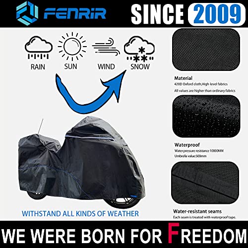 FENRIR 108" Motorcycle Cover Waterproof Outdoor Storage Exhaust Pipe Anti-Scalding Antenna Hole for Harley Davidson Touring Road Glide Ultra Limited Indian Roadmaster Pursuit Honda Gold Wing K1600GTL - Image 4