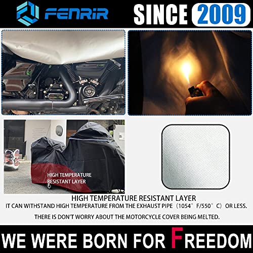 FENRIR 108" Motorcycle Cover Waterproof Outdoor Storage Exhaust Pipe Anti-Scalding Antenna Hole for Harley Davidson Touring Road Glide Ultra Limited Indian Roadmaster Pursuit Honda Gold Wing K1600GTL - Image 5