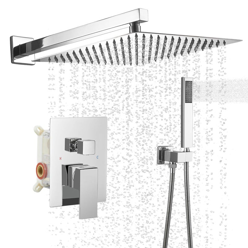 مجموعة دش فاخرة بوزن 10 بوصة مع خلاط مطري مربع مثبت على الحائط