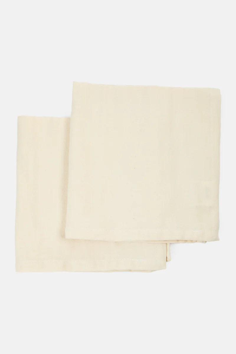 Muy Mucho 2 Pieces Solid Napkins 40 x 40 cm, Cream