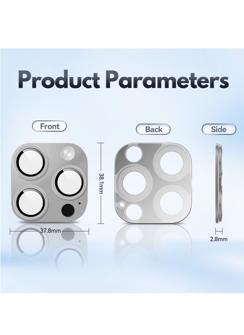 Raxoom (2 Pack) Camera Lens Protector for iPhone 16 Pro and iPhone 16 Pro Max – [Alloy Metal Camera Cover] + [Tempered Glass Screen Protector] (Silver) - Image 3