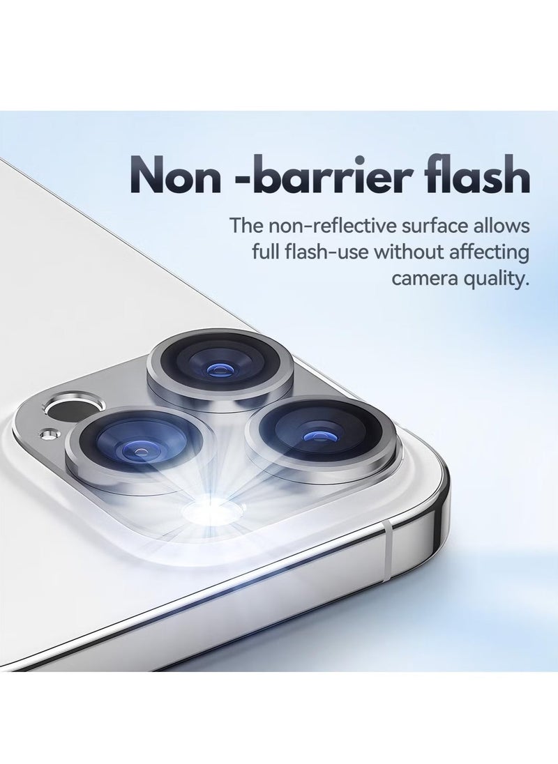 Raxoom (2 Pack) Camera Lens Protector for iPhone 16 Pro and iPhone 16 Pro Max – [Alloy Metal Camera Cover] + [Tempered Glass Screen Protector] (Silver) - Image 5
