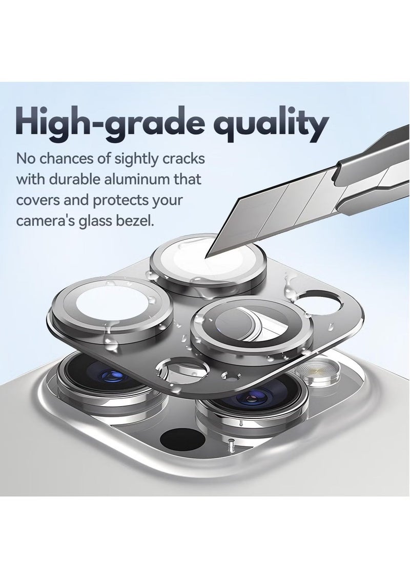 Raxoom (2 Pack) Camera Lens Protector for iPhone 16 Pro and iPhone 16 Pro Max – [Alloy Metal Camera Cover] + [Tempered Glass Screen Protector] (Silver) - Image 4