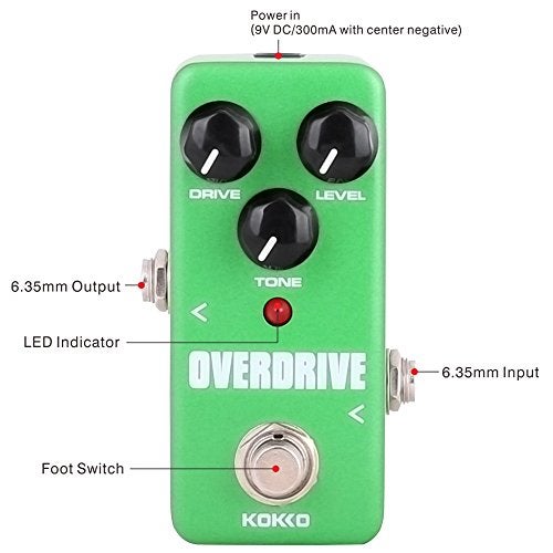 KOKKO Guitar Mini Effects Pedal Over Drive - Warm and Natural Tube Overdrive Effect Sound Processor Portable Accessory for Guitar and Bass, Exclude Power Adapter Green - FOD3 - Image 2