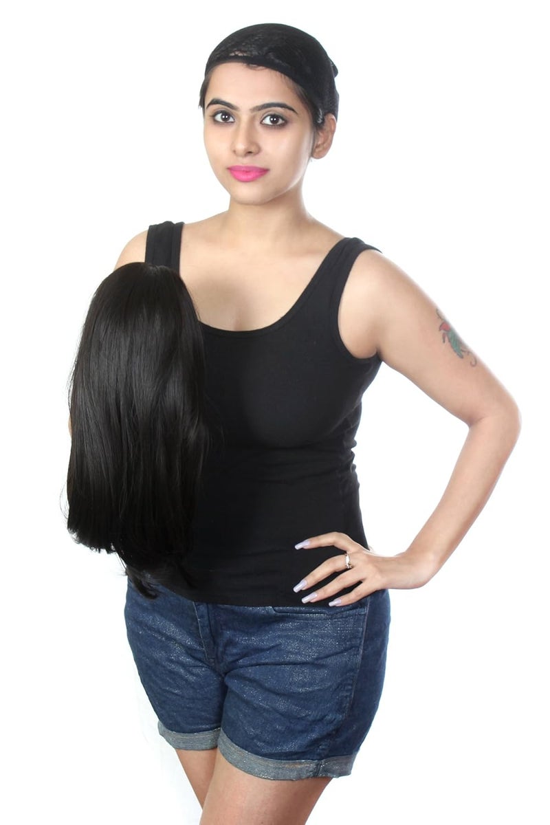 Ritzkart Hair Wig Feel Synthetic Straight Style Black - Image 4
