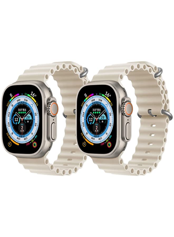 IAF Silicone Ocean Band Strap for Apple Watch 38/40/41mm Pearl White/Pearl White Set of 2