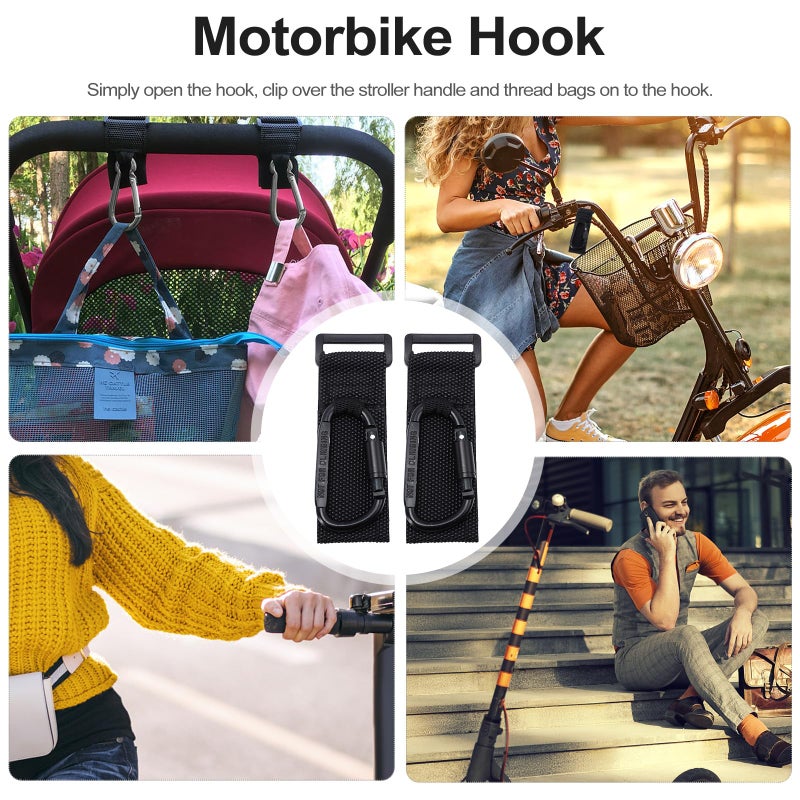 2 Pcs Non Slip Stroller Hooks For Pram Diaper Bag Holder Compatible With Pushchairs And Electric Bikes - Image 4
