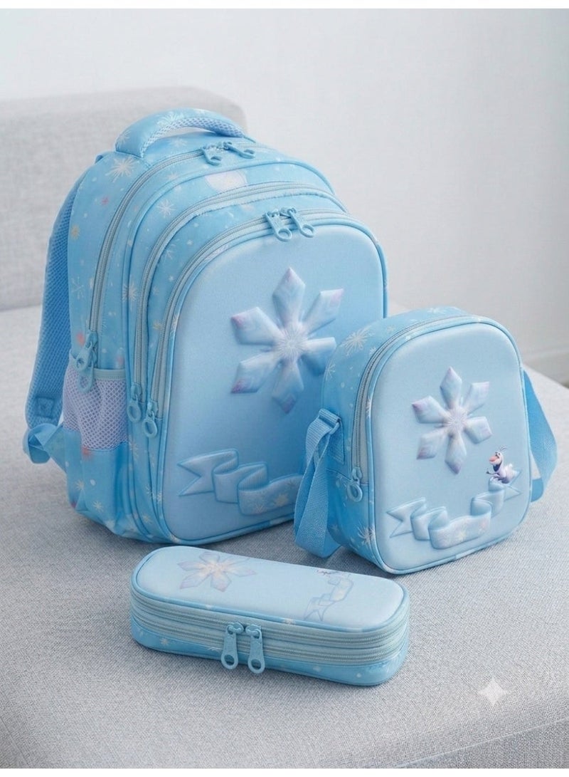 school backpack set with lunch bag and pencil case,light blue - Image 1