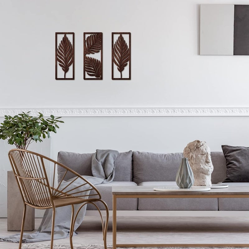 Yulejo 3 Pcs Boho Wooden Leaf Wall Decor - Image 5