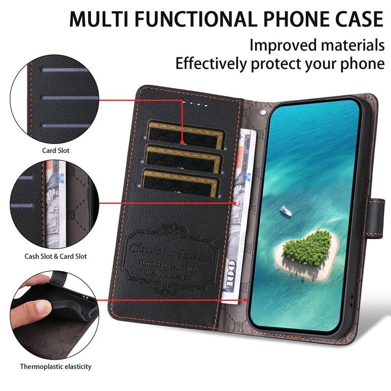 erorex For Realme C71 4G / C73 5G / C75 4G / 5G Litchi Texture RFID Blocking 3-Card Wallet Leather Phone Case(Black) - Image 3