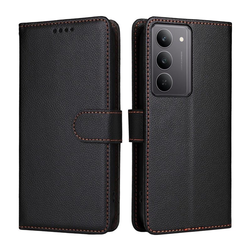 erorex For Realme C71 4G / C73 5G / C75 4G / 5G Litchi Texture RFID Blocking 3-Card Wallet Leather Phone Case(Black) - Image 2