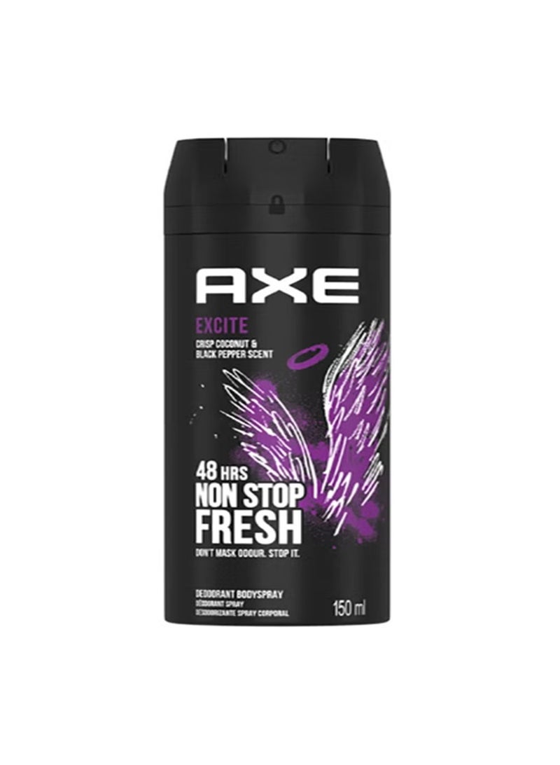Axe Excite Body Deodarant Spray Crisp Coconut And Black Pepper Scent 150ml