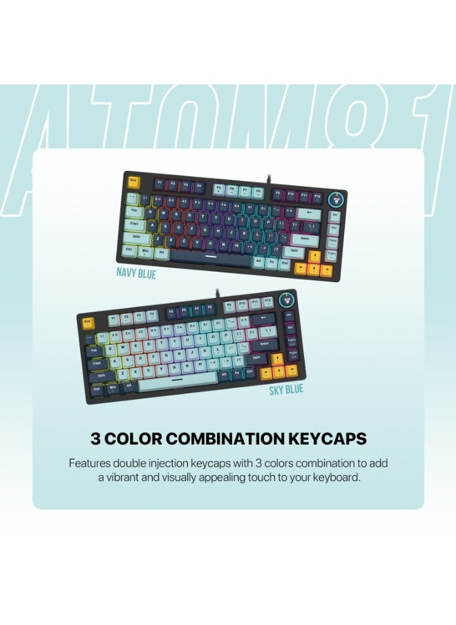 لوحة مفاتيح ميكانيكية MK875 V2 ATOM 81 MIZU EDITION - بلو سويتش