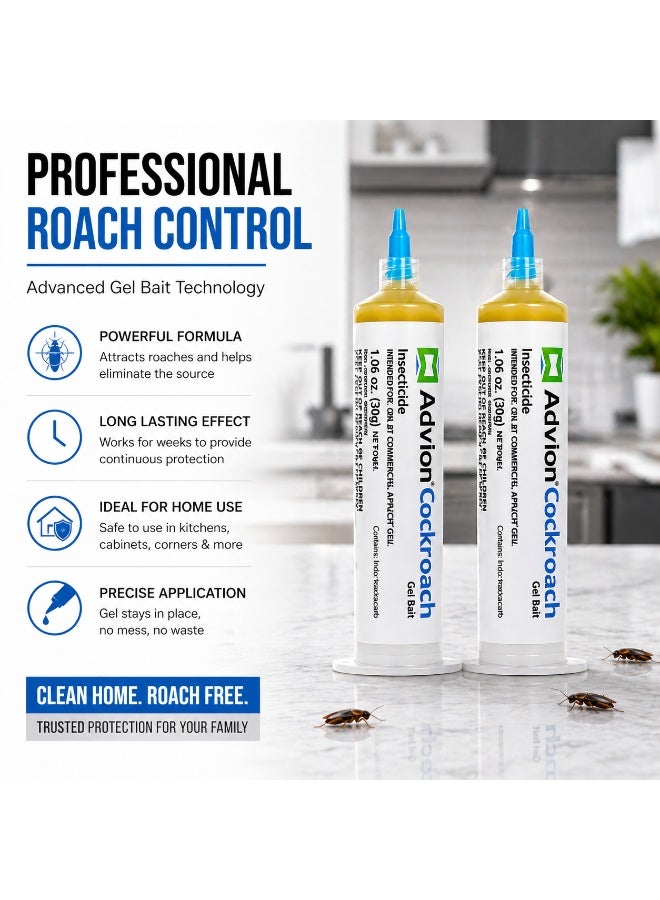 Cockroach Advion Cockroach Gel Bait 30g (Pack of 2) Powerful Roach Killer, Fast Acting Insecticide Gel for Kitchen, Bathroom & Home, Long Lasting Pest Control Solution - Image 4