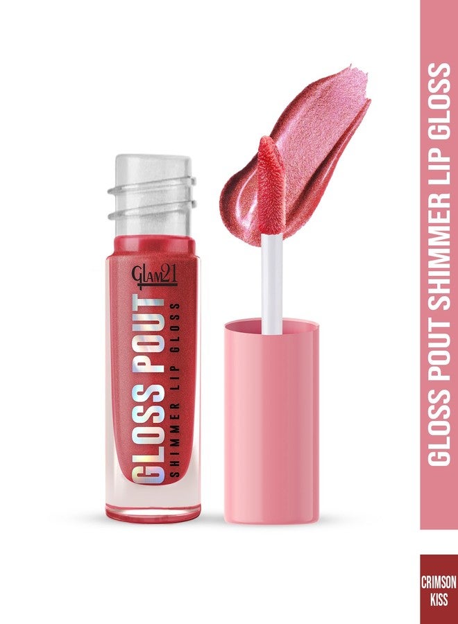 Glam 21 Glam21 Gloss Pout Shimmer Lip Gloss| High Shine |Glossy Finish |Soft & Hydrating Lips | Non-sticky texture | Lightweight | Glass-like shine | Crimson Kiss-Red | 7gm - Image 2