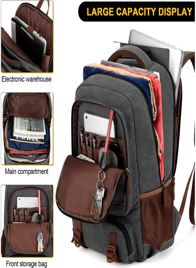 Tzowla Canvas Laptop Backpack, Bag for Men Women,School Travel College Work Rucksack Fits 15.6 Inch Laptop, Bookbag with USB Charging Port - Image 2