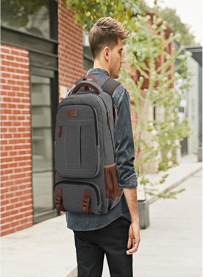 Tzowla Canvas Laptop Backpack, Bag for Men Women,School Travel College Work Rucksack Fits 15.6 Inch Laptop, Bookbag with USB Charging Port - Image 4