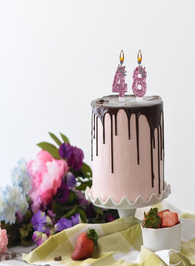 VSHILI 48 84 Birthday Candles, 48th 84th Cake Candles, Pink Birthday Number 48 84 Candles Cake Topper Decorations for Party Men Women - Image 4