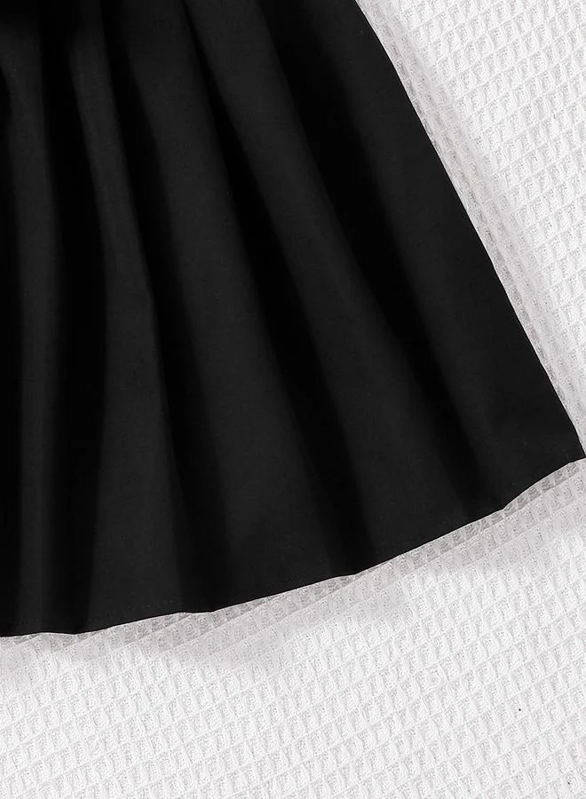Take Two Take Two Girls Black Textured Jacket and Skirt Set