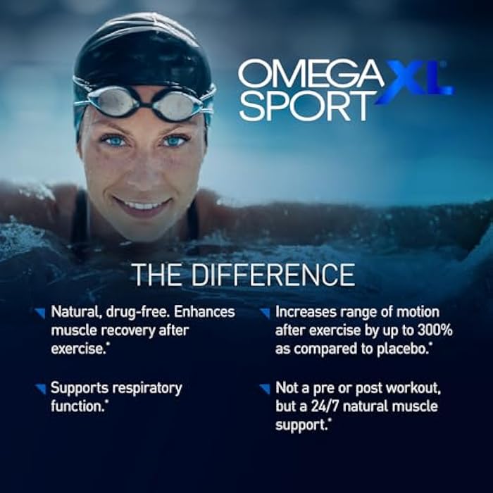 OmegaXL Sport Extra Strength Muscle Recovery Supplement, 60 Count | Respiratory Support, Improves DOMS and ROM, Clinically Supported, Green-Lipped Mussel Oil, Muscle support, Soft Gel Pills - Image 2
