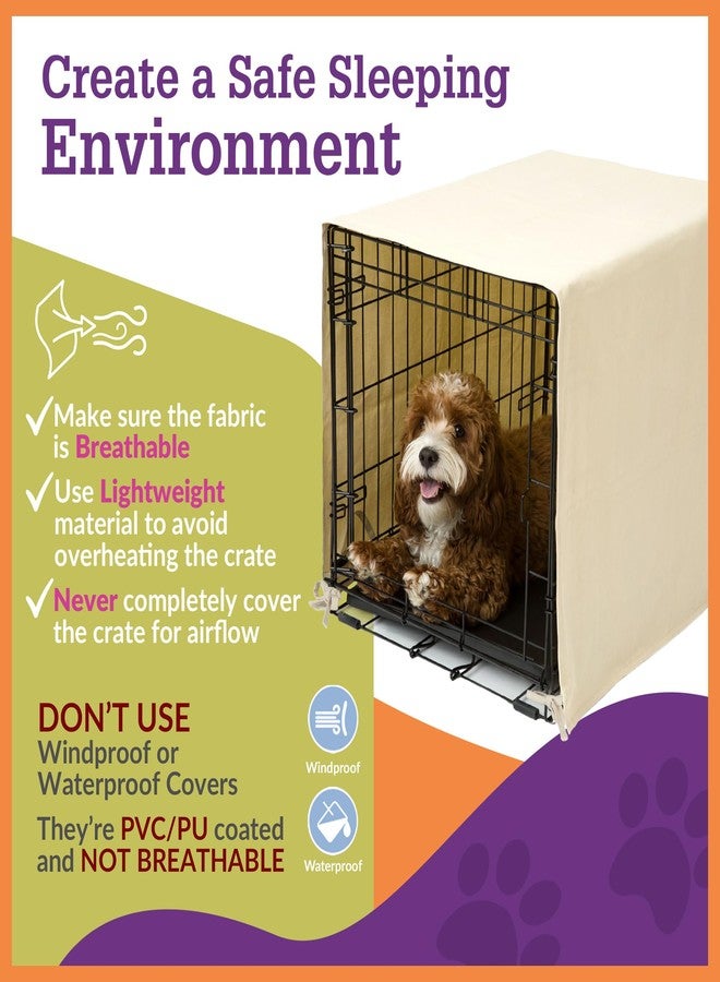 Pet Dreams غطاء قفص الكلاب من بيت دريمز - غطاء قفص من قماش يسمح بمرور الهواء لأقفاص الكلاب ذات الباب الواحد، يناسب أقفاص الكلاب من آي كريت بأحجام 18، 24، 30، 36، 42، 48 بوصة (عاجي، متوسط، 30 بوصة). - Image 4