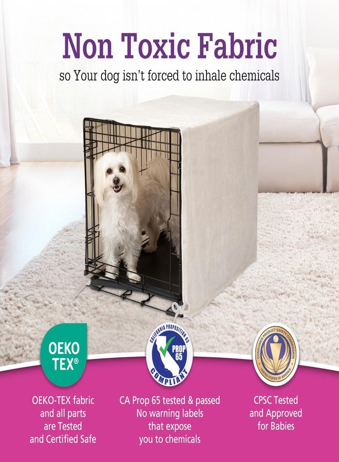 Pet Dreams غطاء قفص الكلاب من بيت دريمز - غطاء قفص من قماش يسمح بمرور الهواء لأقفاص الكلاب ذات الباب الواحد، يناسب أقفاص الكلاب من آي كريت بأحجام 18، 24، 30، 36، 42، 48 بوصة (عاجي، متوسط، 30 بوصة). - Image 5