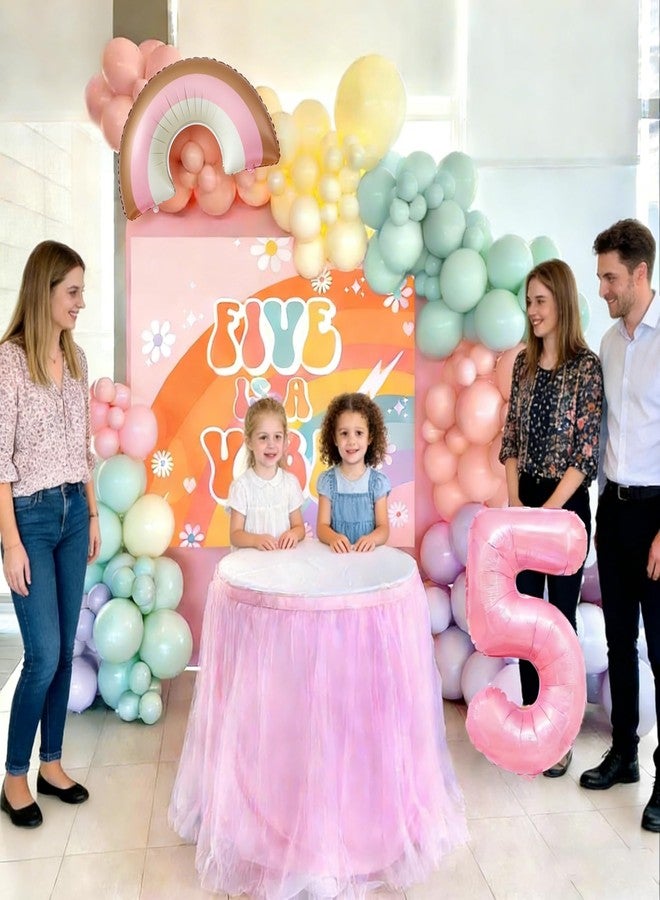 Roaring Good Time Five is a Vibe Birthday Decorations 5th Birthday Decorations Groovy Daisy Foil Balloons for 60s 70s Five Year Retro Hippie Party Supplies Groovy Party Favors - Image 3