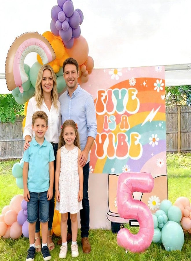 Roaring Good Time Five is a Vibe Birthday Decorations 5th Birthday Decorations Groovy Daisy Foil Balloons for 60s 70s Five Year Retro Hippie Party Supplies Groovy Party Favors - Image 5