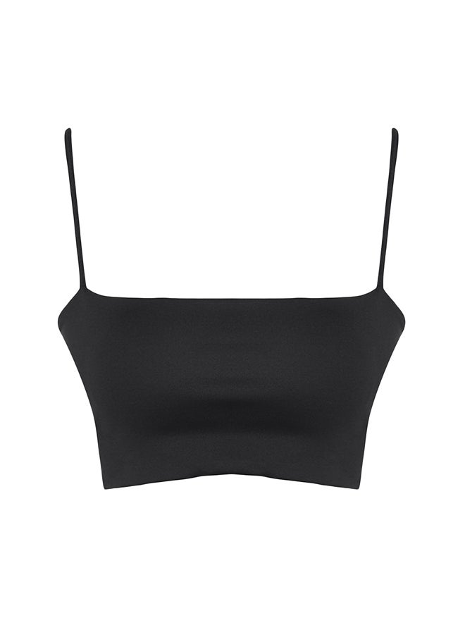 Knitted Sports Bra with Black Mid Support/Styling Rope Strap THMSS23SS00024