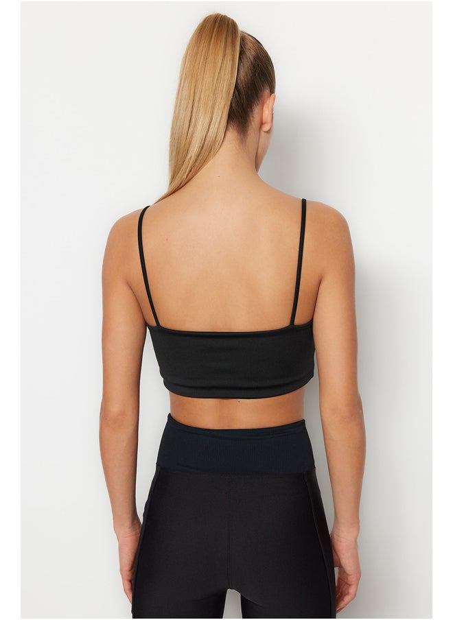 Knitted Sports Bra with Black Mid Support/Styling Rope Strap THMSS23SS00024