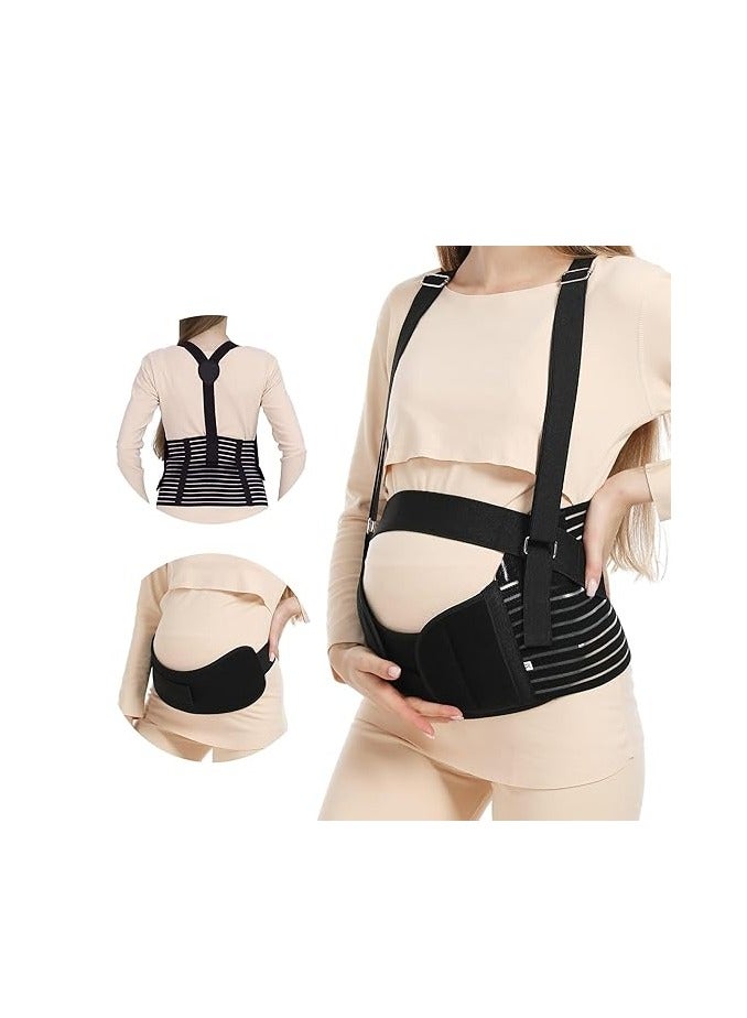 Generic Belly Bands for Pregnant Women - Adjustable Maternity Belt Pregnancy Support, Breathable Abdominal Binder & Back Brace, 360° Support for All Stages of Pregnancy & Postpartum (Black, L(80-117cm) - Image 1