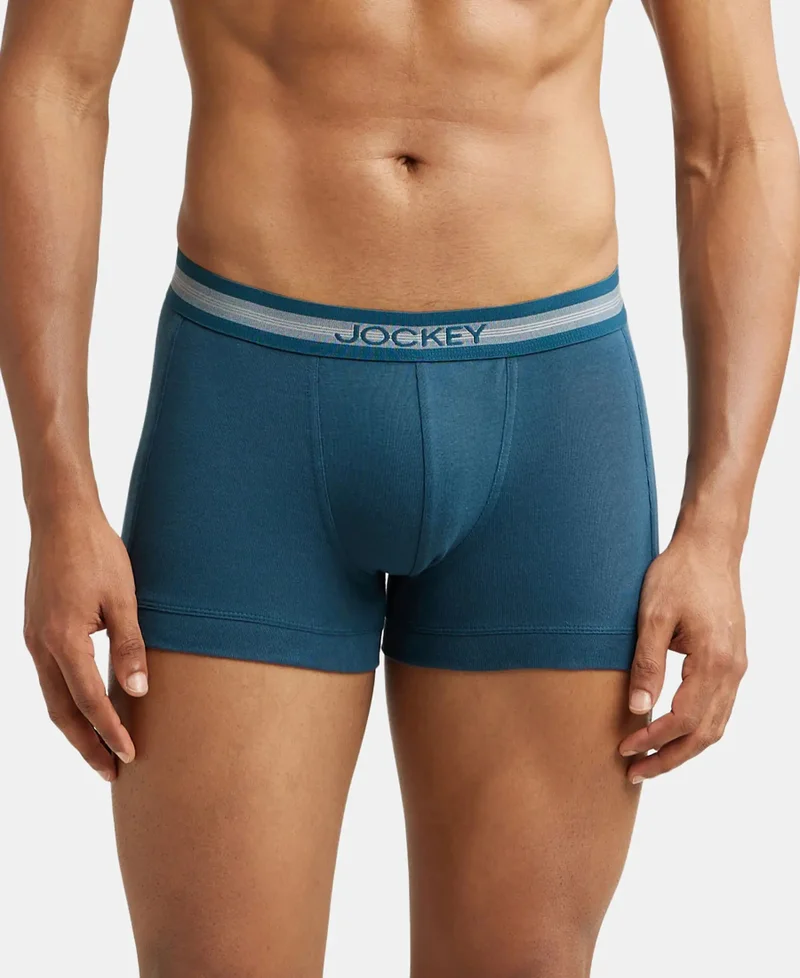 JOCKEY Jockey 1017 Men's Super Combed Cotton Rib Boxer Brief - Pack of 2 (Assorted) | StayFresh Antimicrobial Treated | Soft Stretchable Waistband | Everyday Innerwear Comfort | Solid Colour