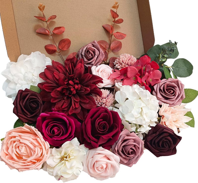 OrgMemory Artificial Flowers, Artificial Flowers Dusty Rose, Various Artificial Flowers, Wedding Decoration Flowers for Table, Cake Decoration Wedding Edible, Decoration Flowers for Wedding Cakes - Image 1