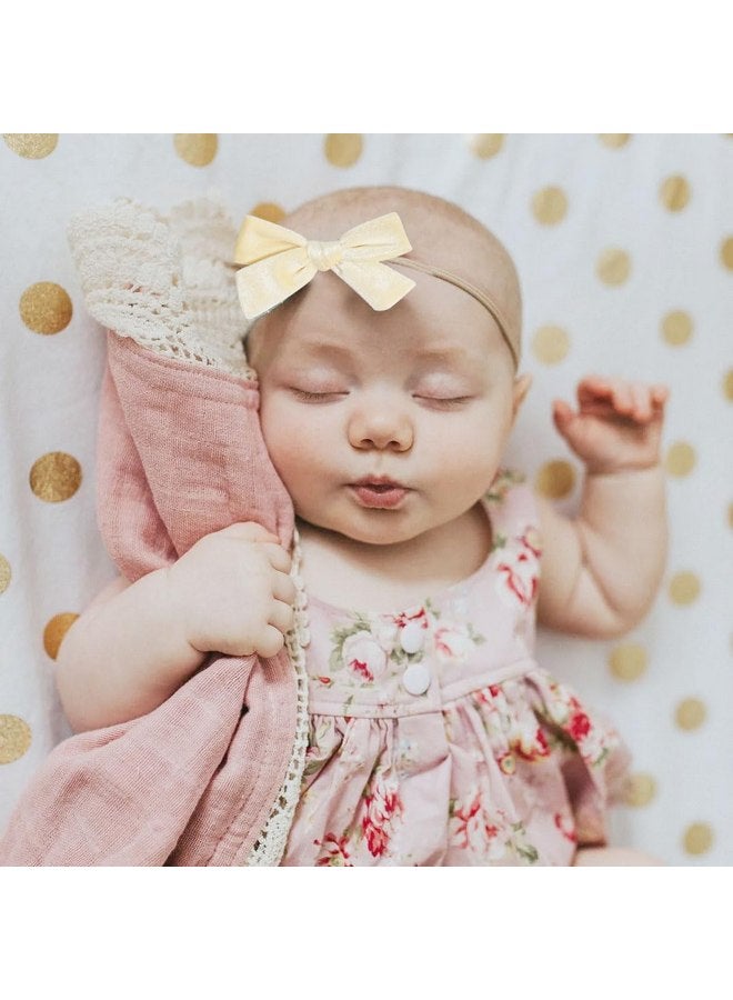 Jeffan 3Pcs 3.75" Velvet Baby Bows Headbands, Nylon Hairbands Elastic Hair Accessories for Newborn Infant Toddlers(Red, Beige, Dark Green) - Image 5