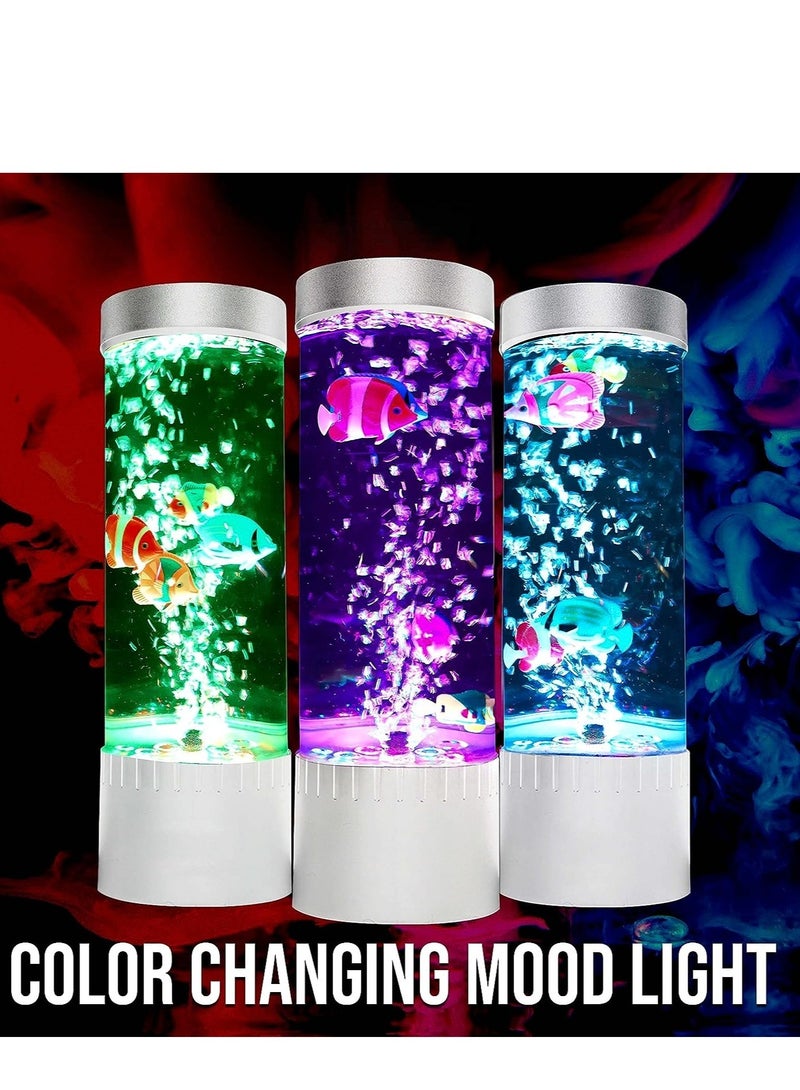 Bubble Fish Lava Lamp | Desktop Sensory LED Bubble Lamp | Color Changing Aquarium lamp | Artificial Fish Tank with Moving Fish, Sea Horse, Jellyfish | Gift for Kids, Adults, ADHD & Autism - Image 2