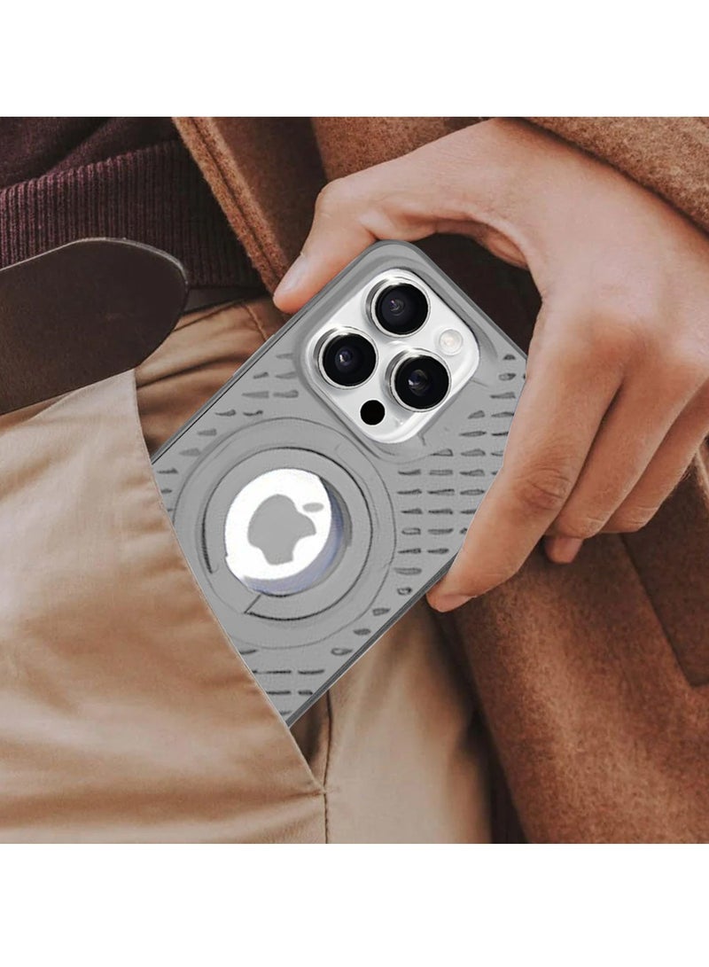 Wtech Apple iPhone 16 Pro 2024 Premium Silicone Magsafe with Ring Finger Grip Case Cover - Grey - Image 3