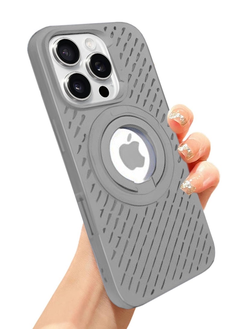 Wtech Apple iPhone 16 Pro 2024 Premium Silicone Magsafe with Ring Finger Grip Case Cover - Grey - Image 4