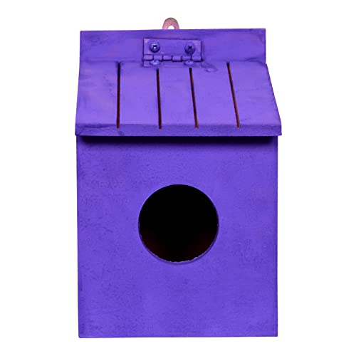 Cket Bird House Nest & Breeding Box Handmade Openable Roof Bird Cage for Sparrow, Budgies and Finches Eco Friendly Wooden Water Resistance for Garden & Balcony (Violet-13 x 11 x 18 CM) - Image 2