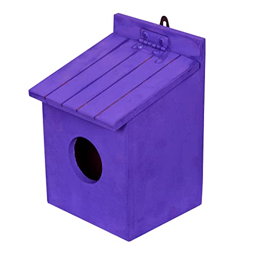 Cket Bird House Nest & Breeding Box Handmade Openable Roof Bird Cage for Sparrow, Budgies and Finches Eco Friendly Wooden Water Resistance for Garden & Balcony (Violet-13 x 11 x 18 CM) - Image 1