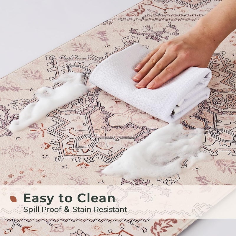Fresh Mint Anti Fatigue Kitchen Mats Set 2 PCS, Waterproof & Non-Skid Boho Kitchen Rugs, Cushioned Kitchen Floor Mats for Standing Washable Comfort Kitchen Runners for Lanudry, Office, Sink - Image 4