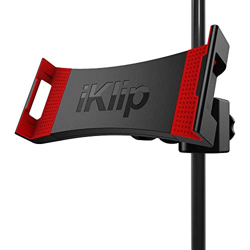 IK Multimedia iKlip 3 Tablet Holder for mic Stands, fits iPad and Android Tablets Between 7" to 12.9" with an Adjustable 360° Swivel and Soft-Touch fit - Image 1