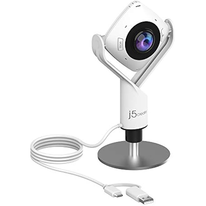 j5create 360 DEGREE ALL AROUND DESK CAMERA MEETING, ONLINE CLASS, VIDEO GAME CAM - 1080P HD VIDEO CONFERENCE CAMERA WITH HIGH FIDELITY MICROPHONE, USB-C | FOR VIDEO CONFERENCING, ONLINE CLASSES, AND COLLABORATION - Image 1