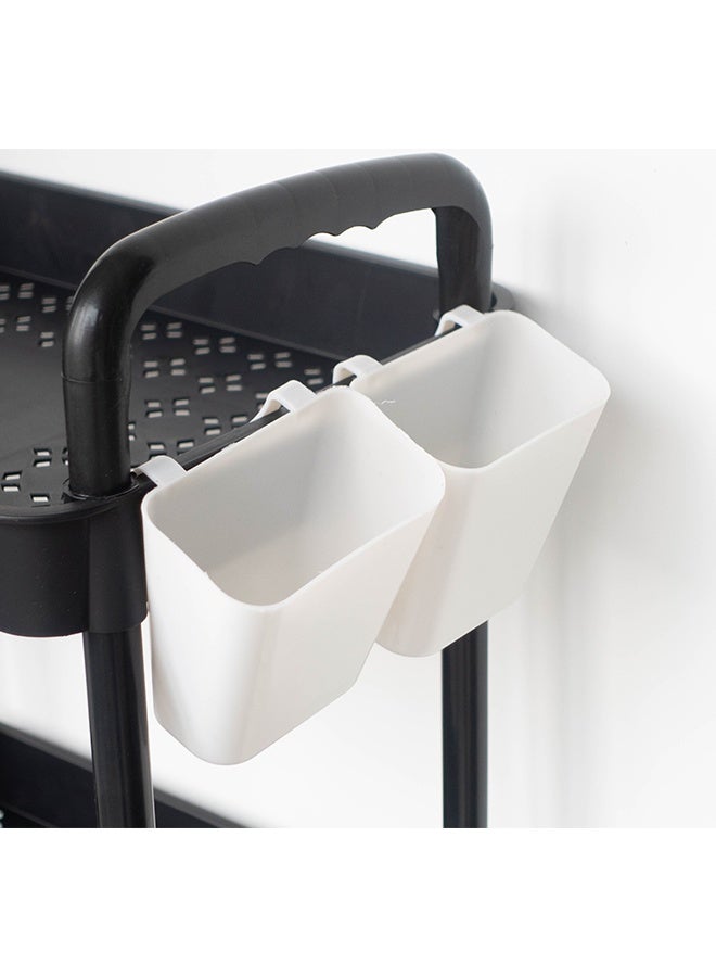 بوفان عربة أدوات متحركة بأربع طبقات مع مقبض - عربة تخزين متعددة الوظائف للمكتب وغرفة المعيشة والمطبخ - منظم متحرك على عجلات (أسود) - Image 5