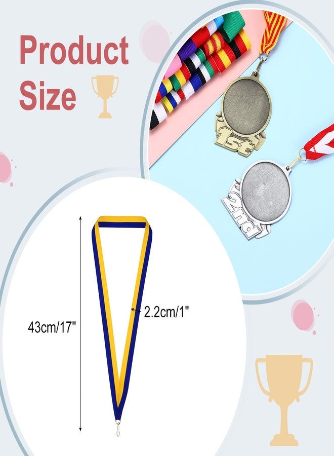 PATIKIL Award Neck Ribbons with Snap Clips, 100 Pack Polyester Medal Lanyards Blank Award Ribbon for Competitions Achievement Sports Party, Blue/Yellow - Image 2