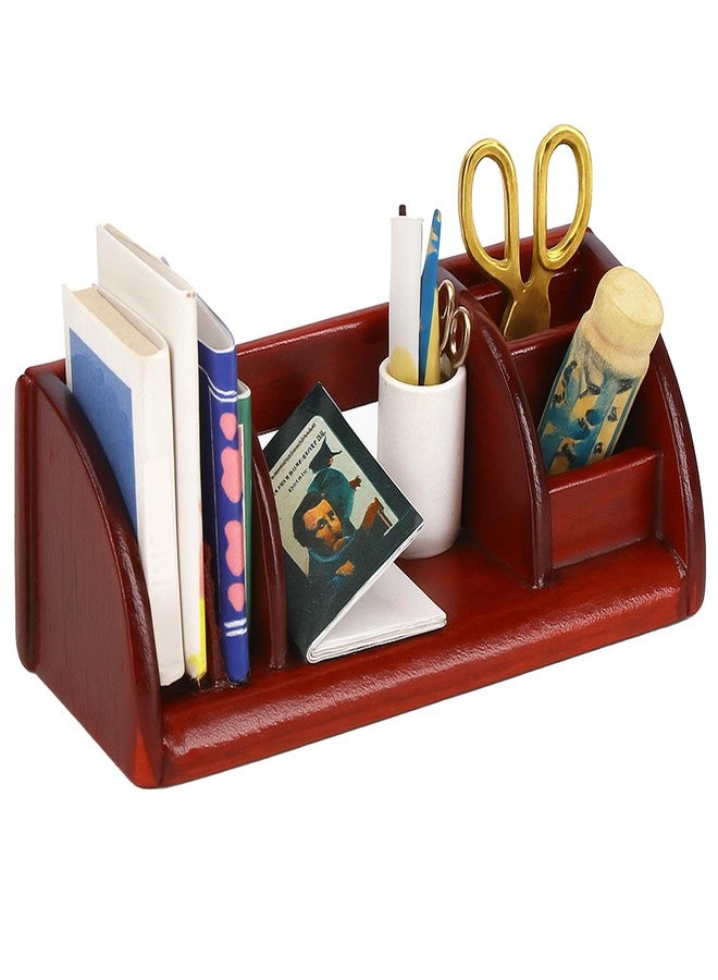 KH866 1/6 Dollhouse Stationery Miniature Office Accessories Set, WineRed Mini Desk Furniture Accessory for Doll House Supplies, 1:6 Scale - Image 1