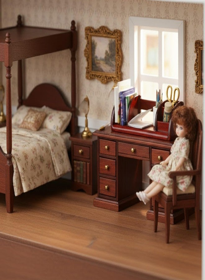 KH866 1/6 Dollhouse Stationery Miniature Office Accessories Set, WineRed Mini Desk Furniture Accessory for Doll House Supplies, 1:6 Scale - Image 5