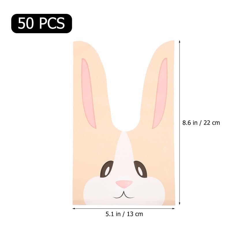 أكياس حلوى بلاستيكية ذاتية الغلق 50 قطعة مقاس 13.5 × 23 سم بتصميم آذان الأرنب لحفلات التوزيعات - Image 3