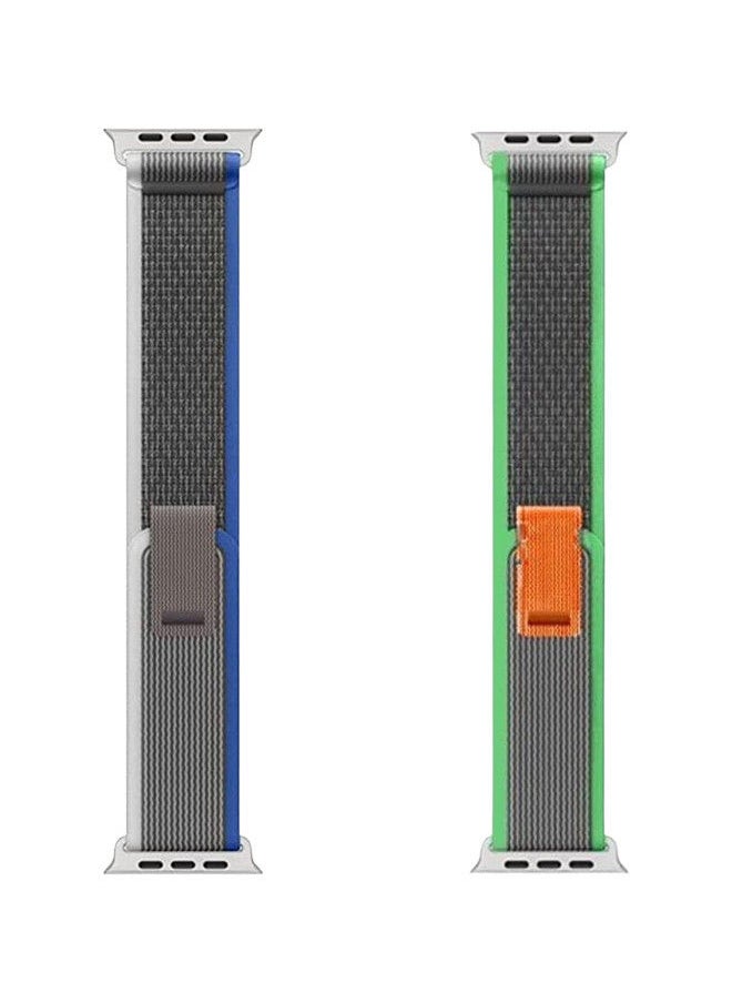 YOMNA - (Pack of 2)YOMNA Trail Loop Compatible with Apple Watch Band 49/45/44/42mm, Nylon Weave Sport Loop Men Women Adjustable Pull Tab Strap for Apple Watch Ultra iWatch All Series-(Green/Blue) - Image 1